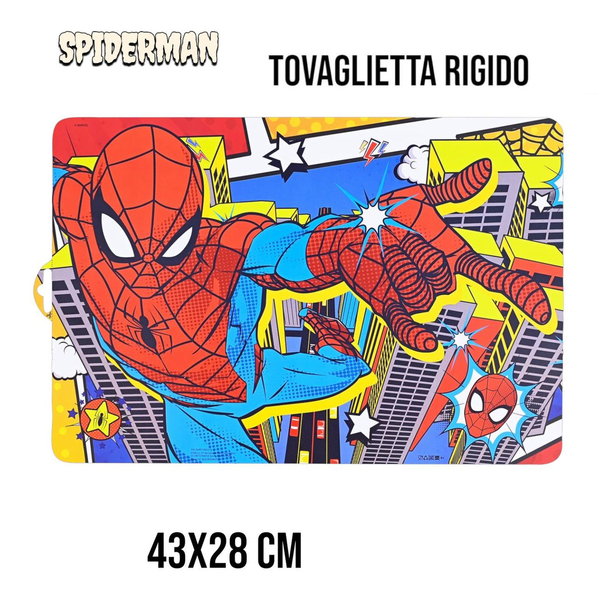 Tovaglietta Rigida Spider-Man 43x28 cm per Bambini - Kids Placemat Antiscivolo Lavabile Idea Regalo Bambini Pappa Divertente