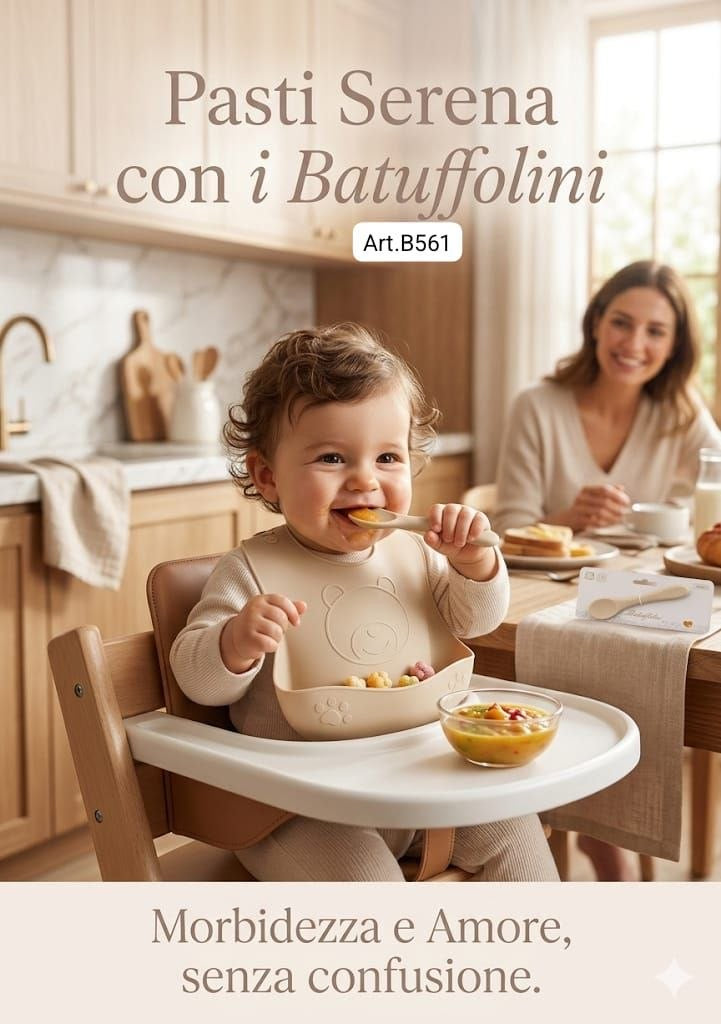Set bavetta+cucchiaio in Silicone