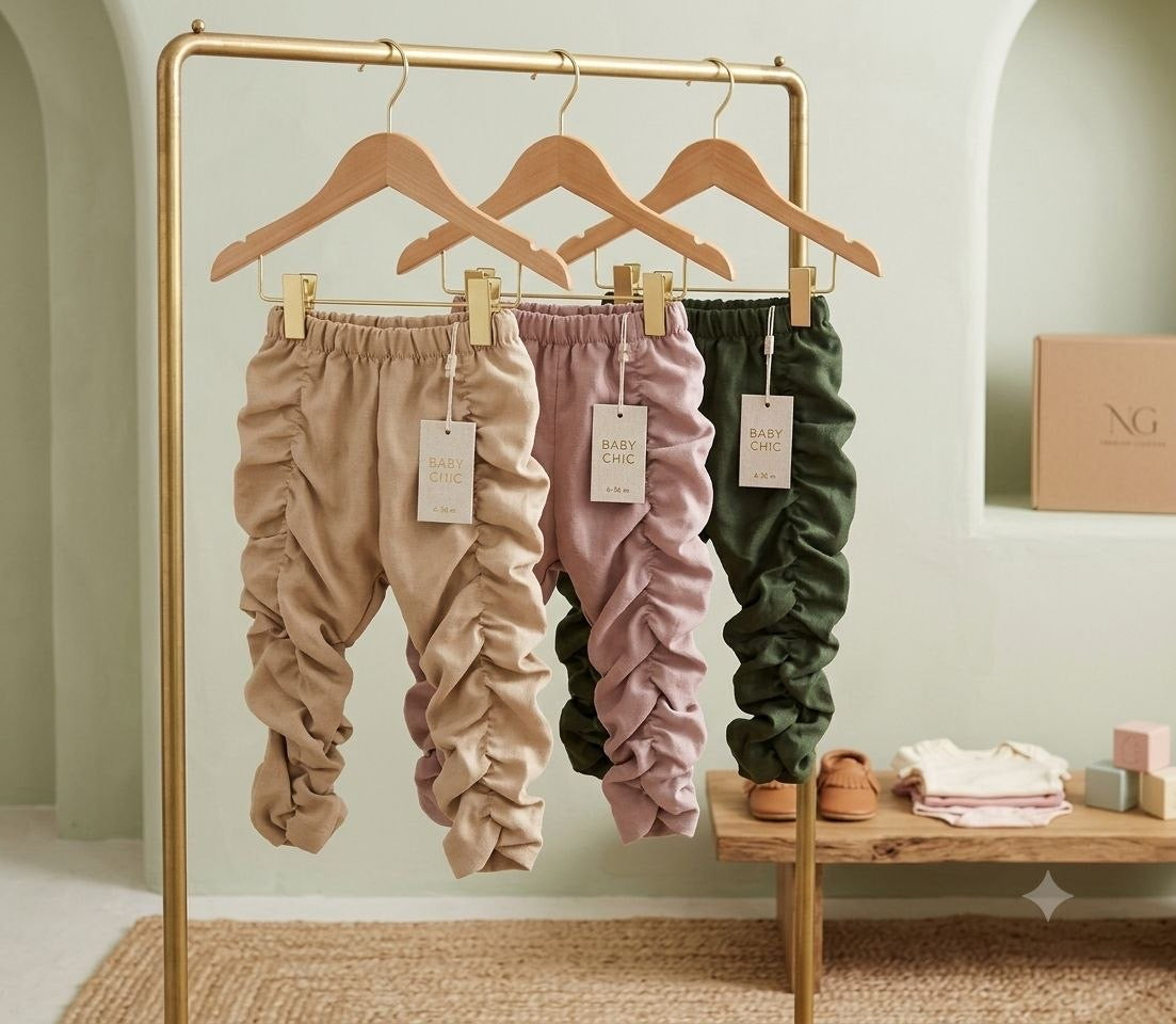 Pantaloni drapeggiati neonati in cotone e poliestere