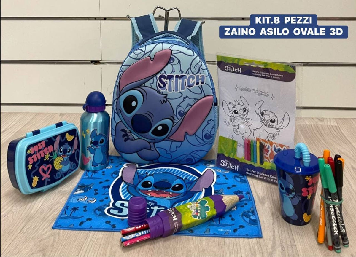 Set Scuola da 8 Pezzi per Bambini - Zaino Asilo Borraccia Porta Pranzo Colori Gioco Educativo Idea Regalo Bambini Back to School