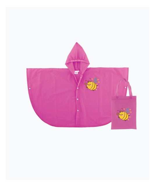 Kids Hooded Rain Poncho with Matching Bag – Non-Toxic EVA, Girls 3–6 Years