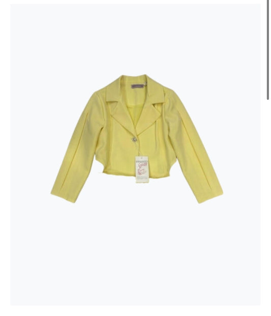 Set Bambina Giacca Crop e Gonna - Completo Elegante Bimba 6-12 Anni Giallo Crema - Outfit Cerimonia Casual Idea Regalo Bambini