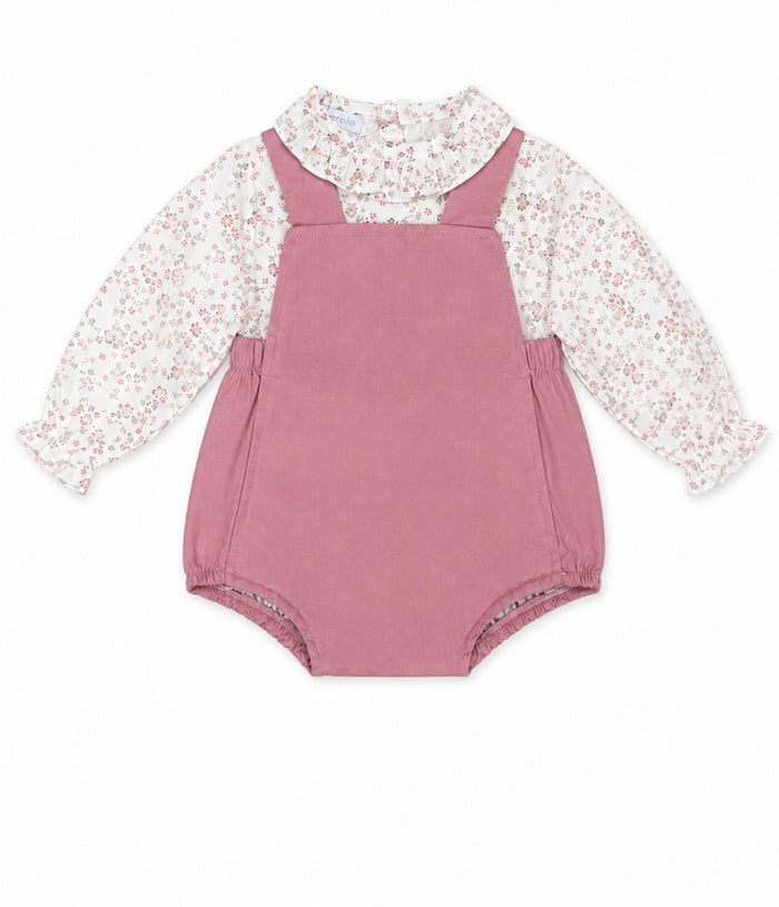 Baby Girl Romper Set – Floral Dungaree 3-9M