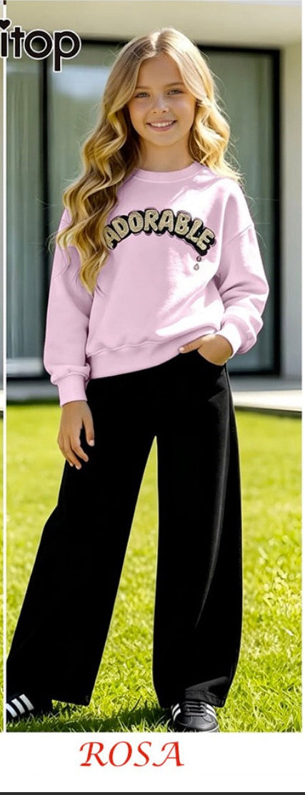 Completo Bambina Autunno/Inverno Composto Da Felpa+ Pantalone Felpato Lollitop