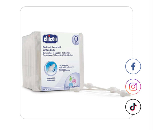 Chicco Cotton Buds for Babies – Soft Daily Hygiene Care, 0–36 Months