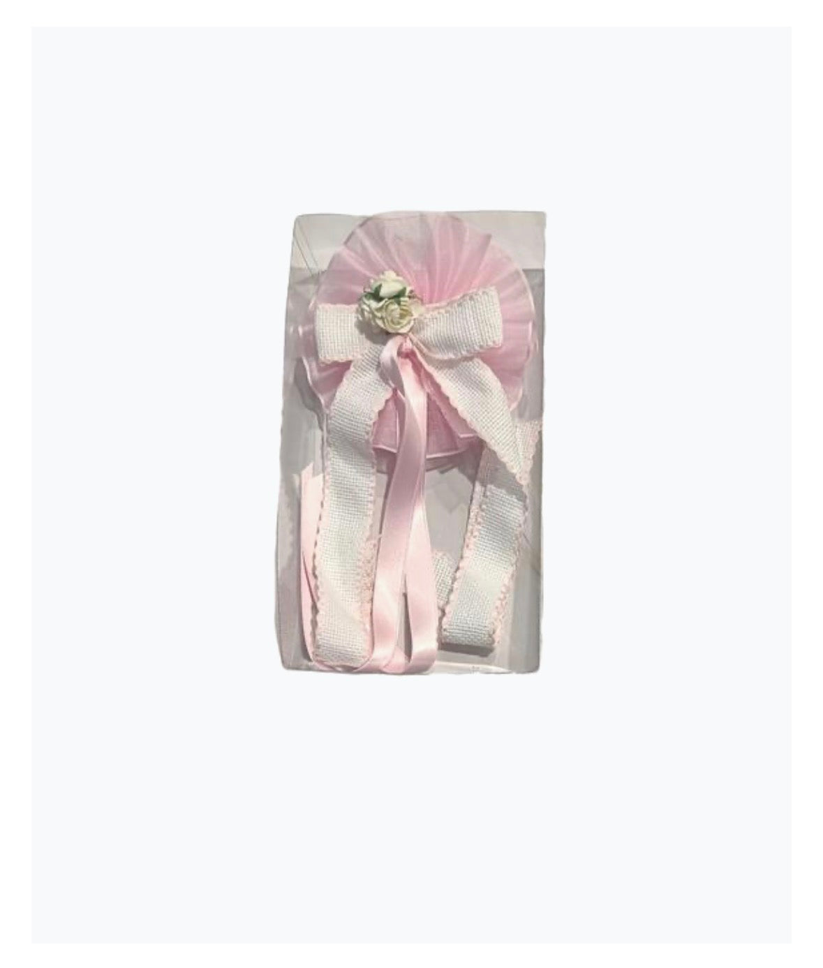 Coccarda Fiocco Nascita Marili Milly Made in Italy con Bouquet di Rose - Fiocco Nascita Artigianale 14cm Idea Regalo Neonato Neonata