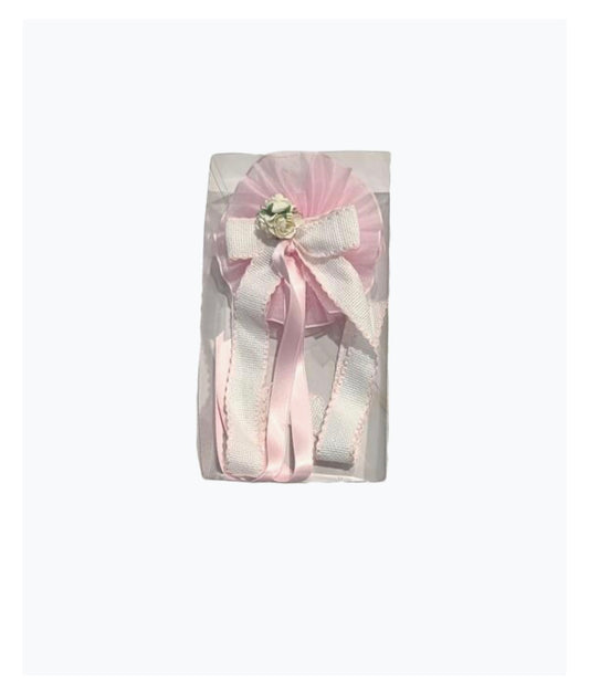 Coccarda Fiocco Nascita Marili Milly Made in Italy con Bouquet di Rose - Fiocco Nascita Artigianale 14cm Idea Regalo Neonato Neonata