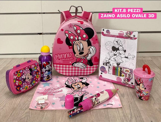 Set Scuola da 8 Pezzi per Bambini - Zaino Asilo Borraccia Porta Pranzo Colori Gioco Educativo Idea Regalo Bambini Back to School