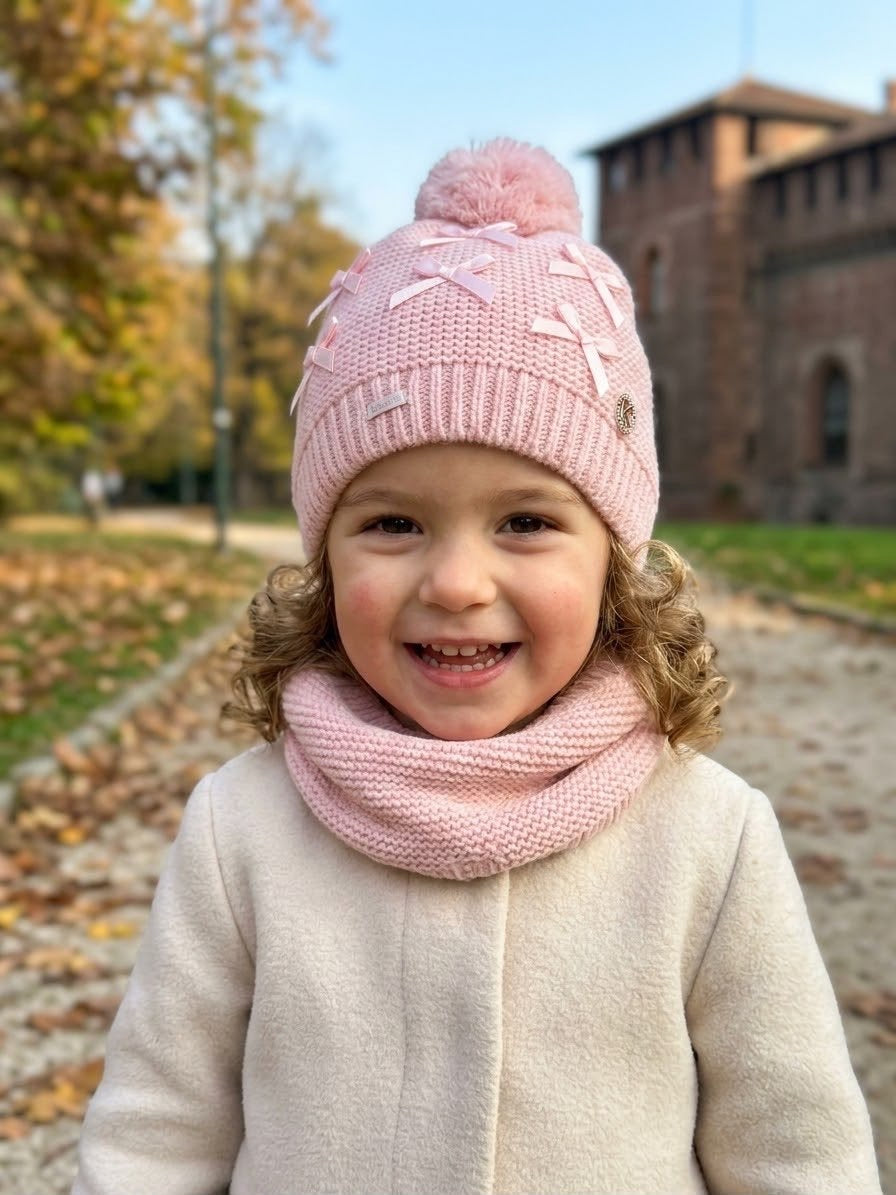 Coordinato Capello+Scalda Collo Invernale Per Bambina Le Kikke