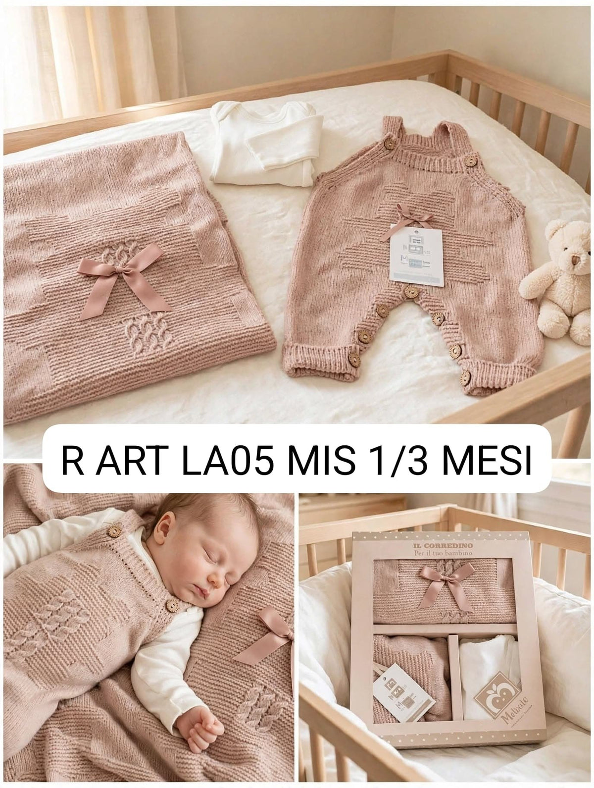 Novità Corredino Set Da 3 Pezzi, Salopette+Copertina+Body