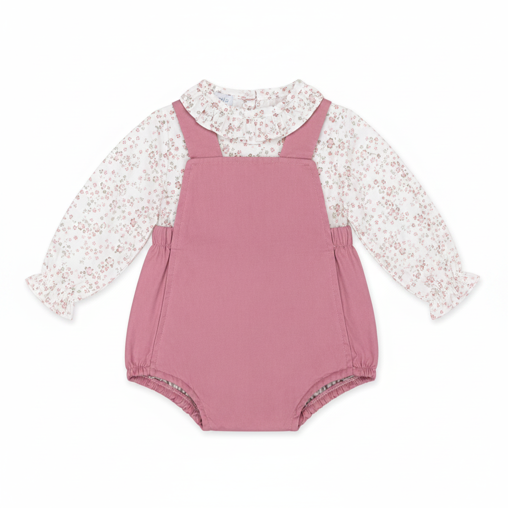 Baby girl romper set - front flat lay